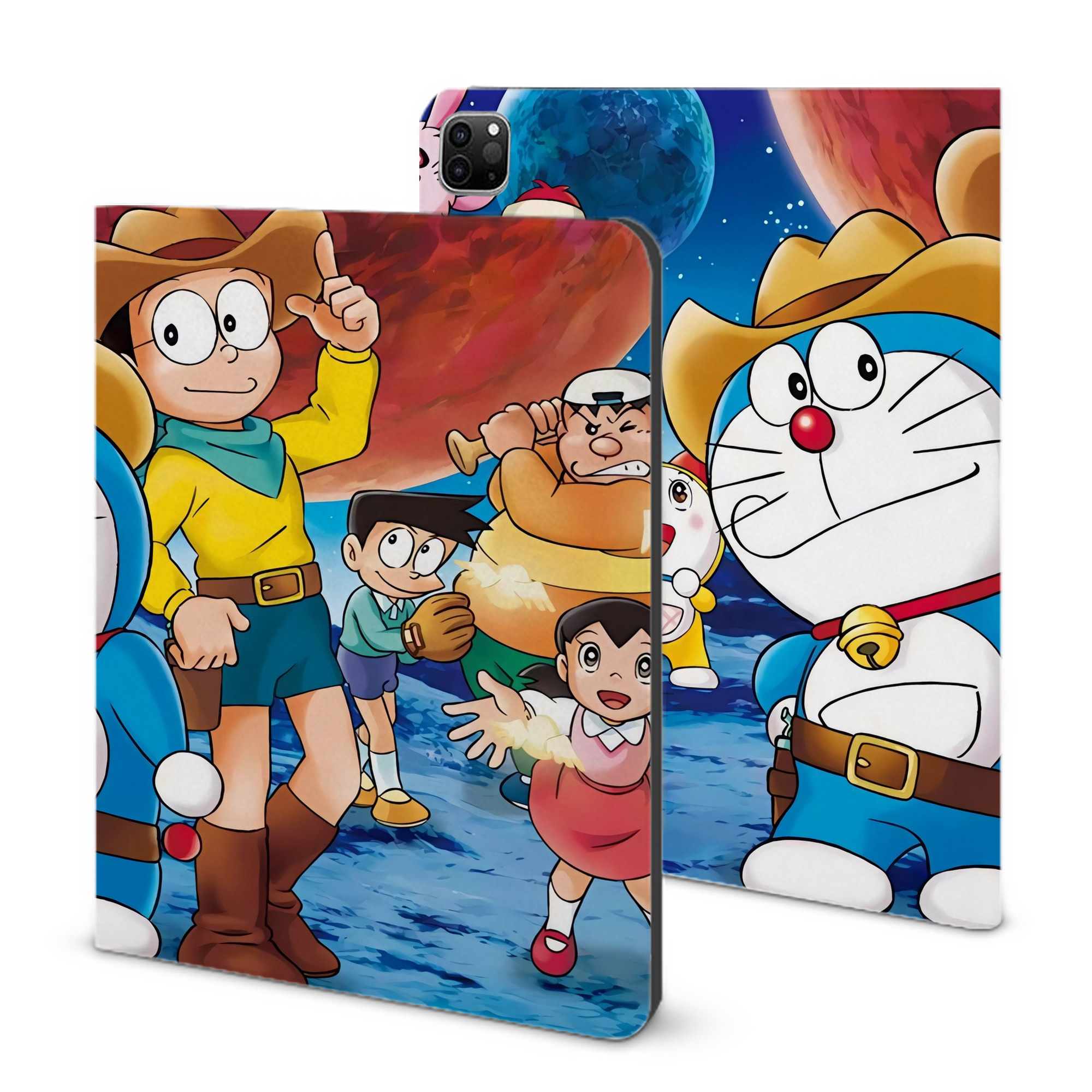 （画像用） ドラえもん Doraemon IPad ケース ブック型 PUレザー TPU 耐衝撃 軽量 薄型 ペン収納なし 全面保護 IPad 各モデル対応